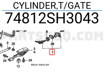 Honda 74812SH3043 CYLINDER,T/GATE