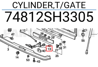 Honda 74812SH3305 CYLINDER,T/GATE