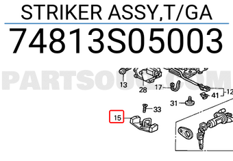 Honda 74813S05003 STRIKER ASSY,T/GA