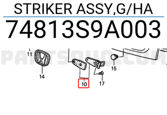 Honda 74813S9A003 STRIKER ASSY,G/HA