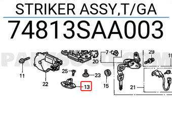 Honda 74813SAA003 STRIKER ASSY,T/GA