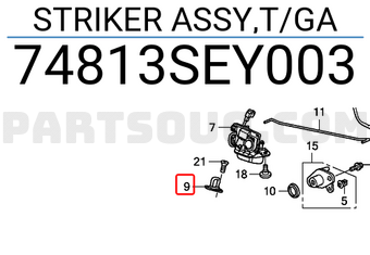 Honda 74813SEY003 STRIKER ASSY,T/GA