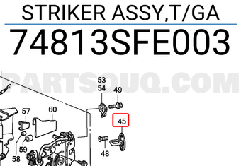 Honda 74813SFE003 STRIKER ASSY,T/GA