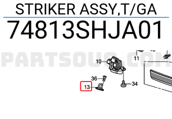 Honda 74813SHJA01 STRIKER ASSY,T/GA