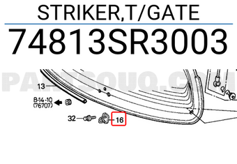 Honda 74813SR3003 STRIKER,T/GATE