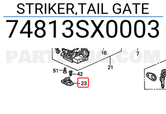 Honda 74813SX0003 STRIKER,TAIL GATE