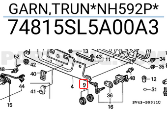 Honda 74815SL5A00A3 GARN,TRUN*NH592P*