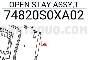 Honda 74820S0XA02 OPEN STAY ASSY,T