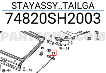 Honda 74820SH2003 STAYASSY.,TAILGA
