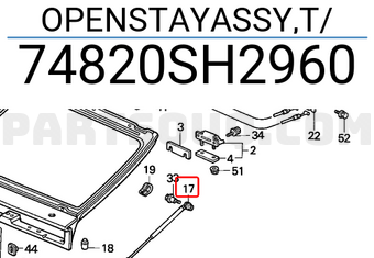 Honda 74820SH2960 OPENSTAYASSY,T