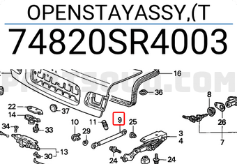 Honda 74820SR4003 OPENSTAYASSY,(T