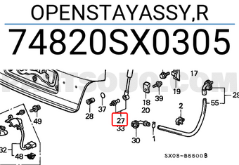 Honda 74820SX0305 OPENSTAYASSY,R