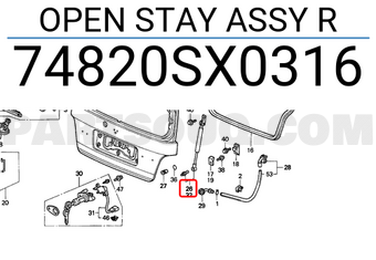 Honda 74820SX0316 OPEN STAY ASSY R