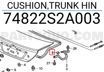 Honda 74822S2A003 CUSHION,TRUNK HIN