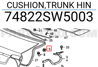 Honda 74822SW5003 CUSHION,TRUNK HIN