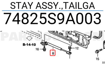 Honda 74825S9A003 STAY ASSY.,TAILGA