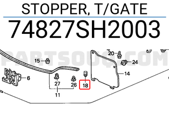 Honda 74827SH2003 STOPPER, T/GATE