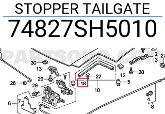 Honda 74827SH5010 STOPPER TAILGATE
