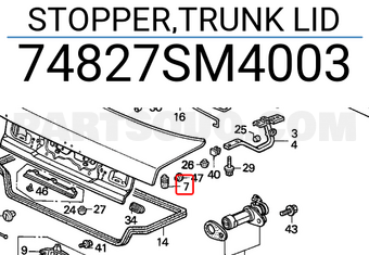 Honda 74827SM4003 STOPPER,TRUNK LID