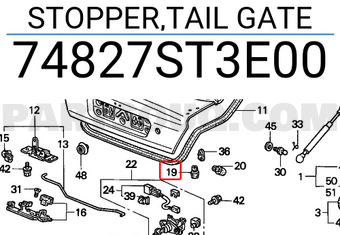 Honda 74827ST3E00 STOPPER,TAIL GATE