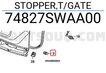 Honda 74827SWAA00 STOPPER,T/GATE