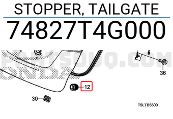 Honda 74827T4G000 STOPPER, TAILGATE