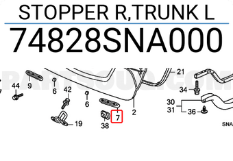 Honda 74828SNA000 STOPPER R,TRUNK L
