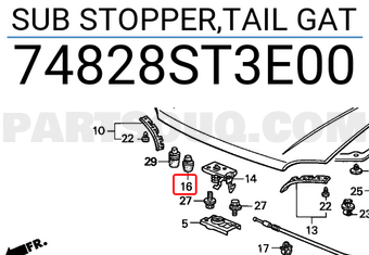 Honda 74828ST3E00 SUB STOPPER,TAIL GAT