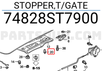 Honda 74828ST7900 STOPPER,T/GATE