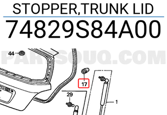 Honda 74829S84A00 STOPPER,TRUNK LID