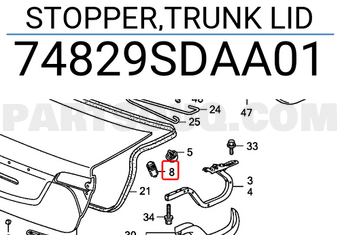 Honda 74829SDAA01 STOPPER,TRUNK LID
