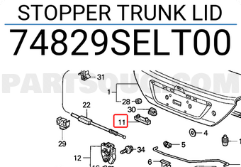 Honda 74829SELT00 STOPPER TRUNK LID