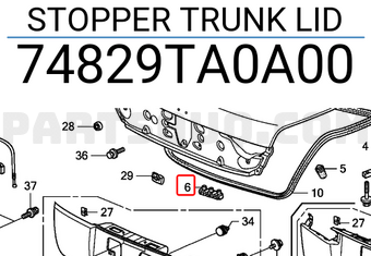 Honda 74829TA0A00 STOPPER TRUNK LID