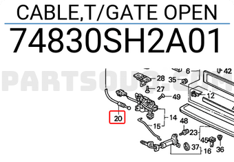 Honda 74830SH2A01 CABLE,T/GATE OPEN