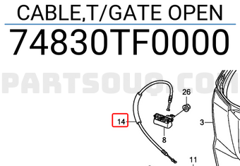 Honda 74830TF0000 CABLE,T/GATE OPEN