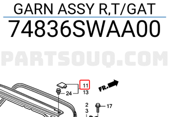 Honda 74836SWAA00 GARN ASSY R,T/GAT