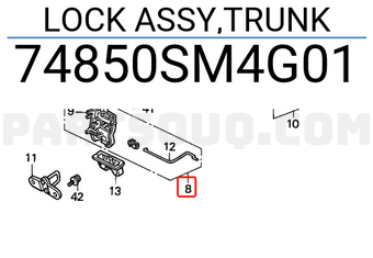 Honda 74850SM4G01 LOCK ASSY,TRUNK