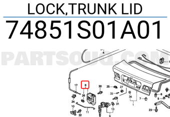 Honda 74851S01A01 LOCK,TRUNK LID