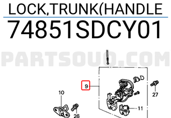 Honda 74851SDCY01 LOCK,TRUNK(HANDLE