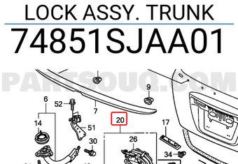 Honda 74851SJAA01 LOCK ASSY. TRUNK
