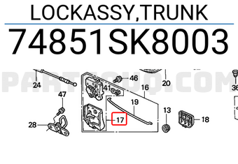 Honda 74851SK8003 LOCKASSY,TRUNK
