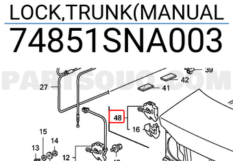 Honda 74851SNA003 LOCK,TRUNK(MANUAL