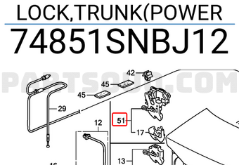 Honda 74851SNBJ12 LOCK,TRUNK(POWER
