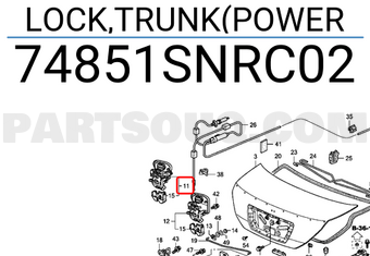 Honda 74851SNRC02 LOCK,TRUNK(POWER