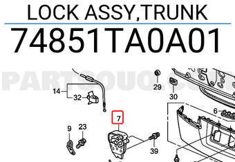 Honda 74851TA0A01 LOCK ASSY,TRUNK