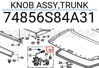 Honda 74856S84A31 KNOB ASSY,TRUNK