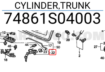 Honda 74861S04003 CYLINDER,TRUNK