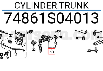 Honda 74861S04013 CYLINDER,TRUNK