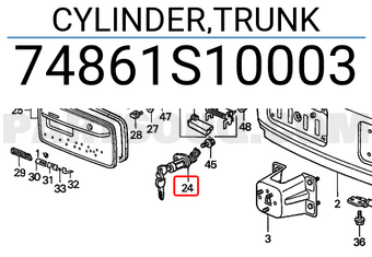 Honda 74861S10003 CYLINDER,TRUNK