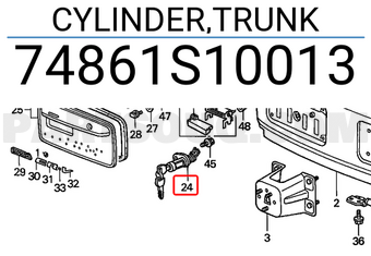 Honda 74861S10013 CYLINDER,TRUNK
